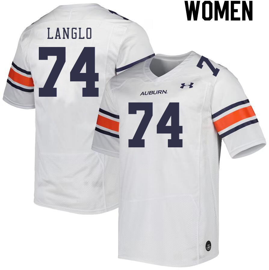 Women's Auburn Tigers #74 Garner Langlo White 2023 College Stitched Football Jersey